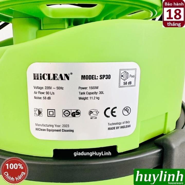 Máy hút bụi Khô và Ướt HiClean SP30 - 30 lít - 1500W - Thùng nhựa 5