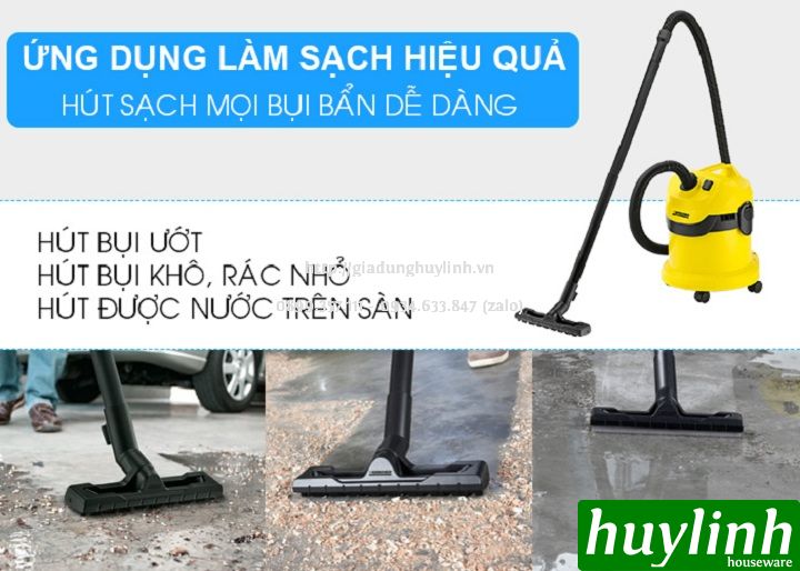 Máy hút bụi khô và ướt Karcher WD2 Cartridge - Tặng kèm bộ 5 túi lọc bụi trị giá 290.000 4
