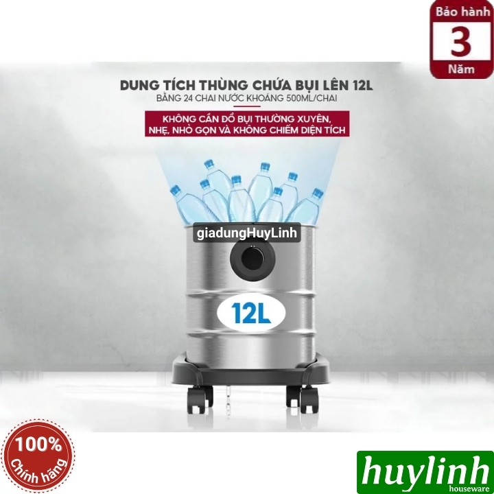 Máy hút bụi khô - ướt - thổi bụi FujiHome VC12 - 12 lít - Motor italy lõi đồng 3