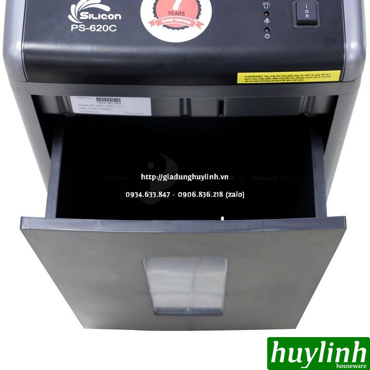 Máy hủy tài liệu Silicon PS-620C - 12 tờ/lần - 21 lít 7