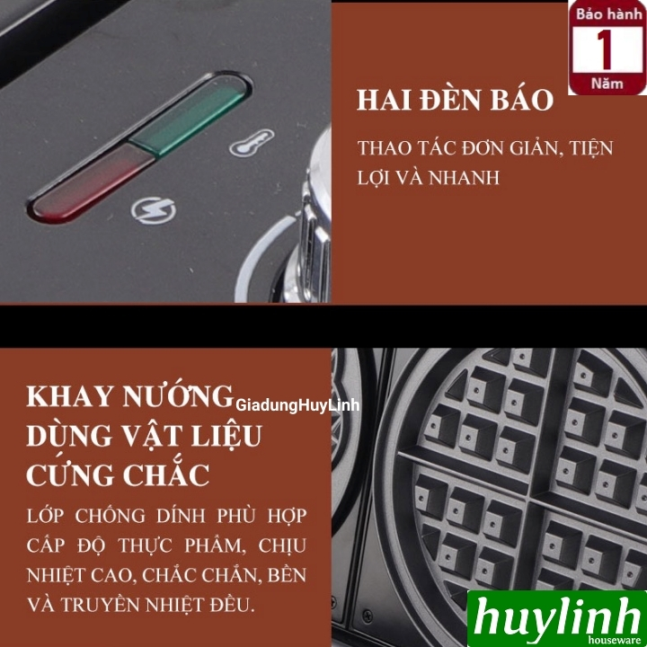 Máy làm - nướng bánh waffle đôi Tiross TS9771 2