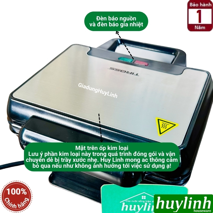 Máy làm bánh Waffle Tiross TS1385 - Khuôn đôi - 1000W 5