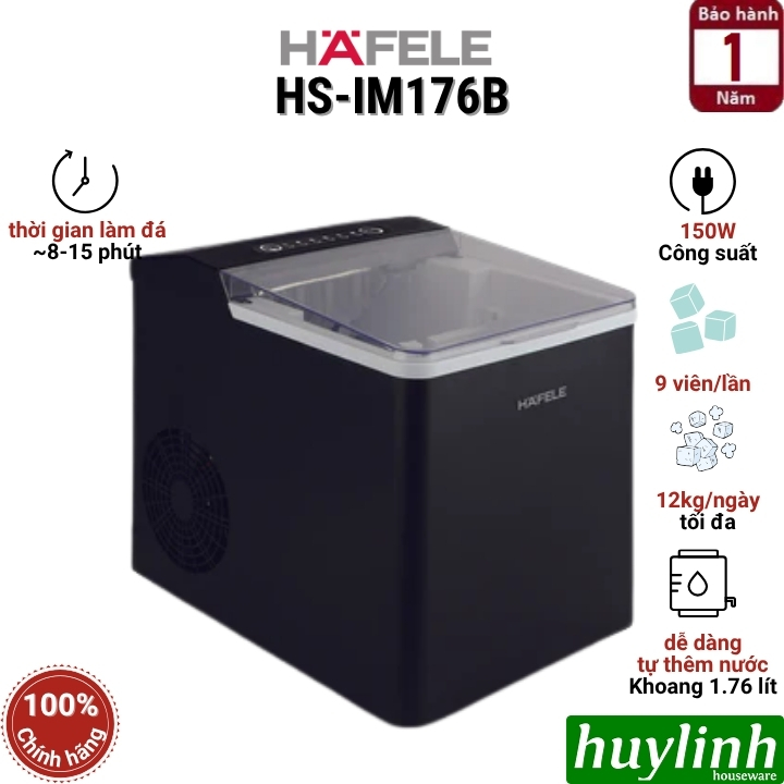 Máy làm đá viên gia đình Hafele HS-IM176B - 9 viên/lần - 12kg/ngày