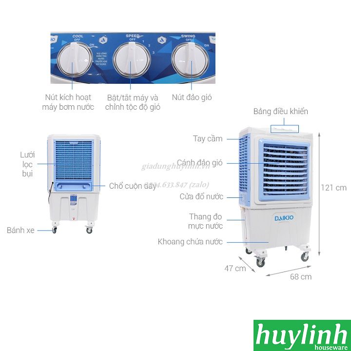 Máy làm mát Daikio DKA-05000A (DK-5000A) - giadunghuylinh.vn 2