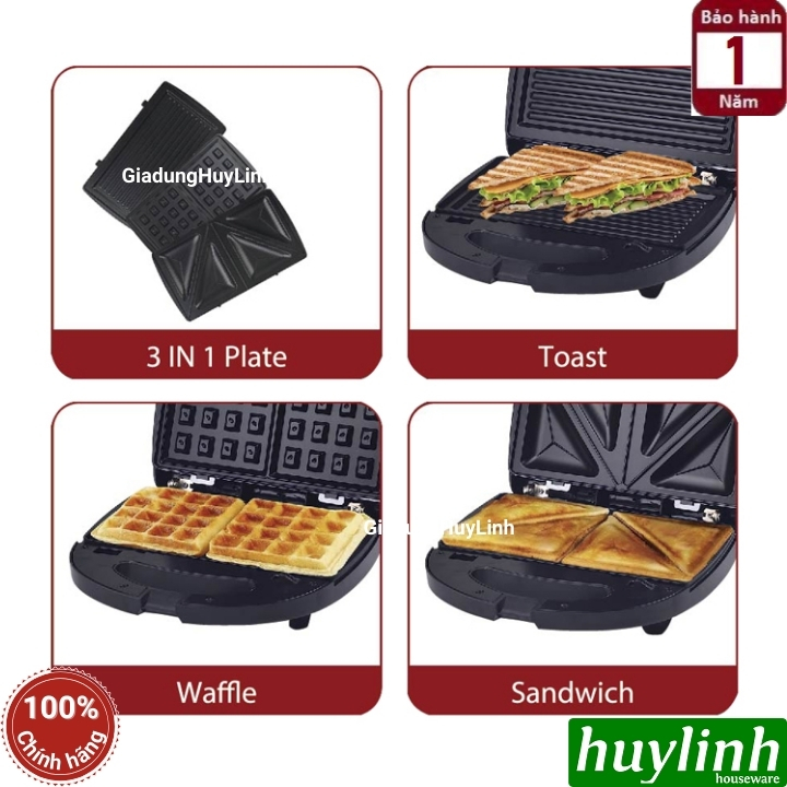 Máy làm - nướng bánh sandwich - hotdog - waffle Tiross TS9669 - 3 trong 1 2