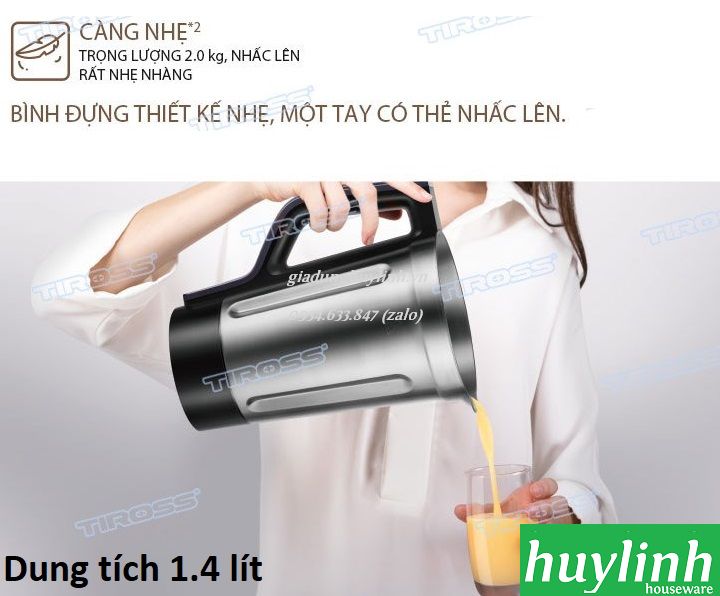 Máy làm sữa hạt đa năng Tiross TS9821 - Tặng kèm Tiross TS1366 4
