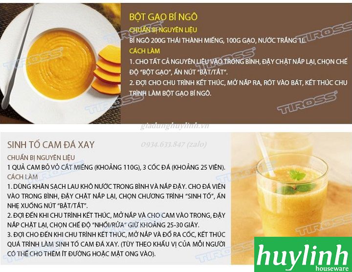 Máy làm sữa hạt đa năng Tiross TS9821 - Tặng kèm Tiross TS1366 7