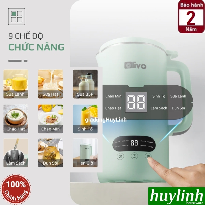 Máy xay nấu sữa hạt mini Olivo CB1000 - Dung tích 1000ml - 9 Chức năng 3