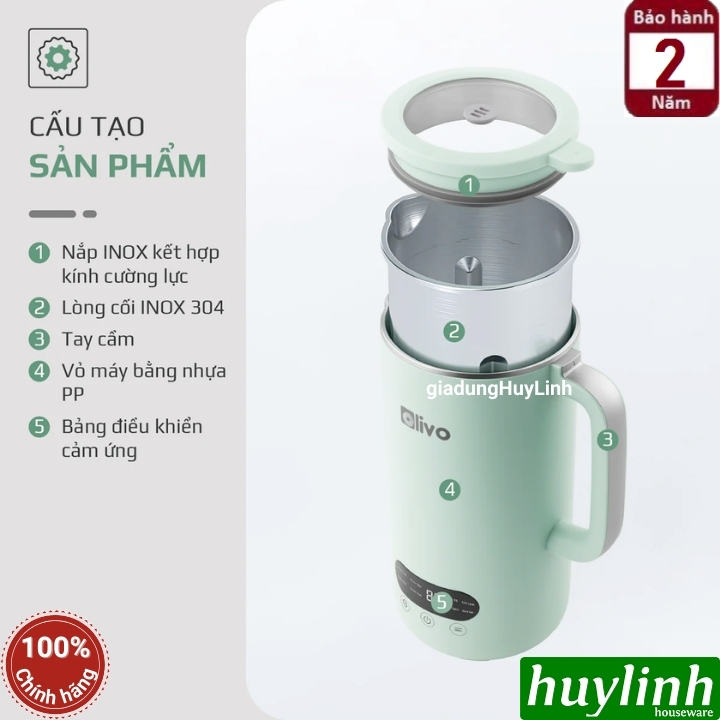 Máy xay nấu sữa hạt mini Olivo CB1000 - Dung tích 1000ml - 9 Chức năng 7