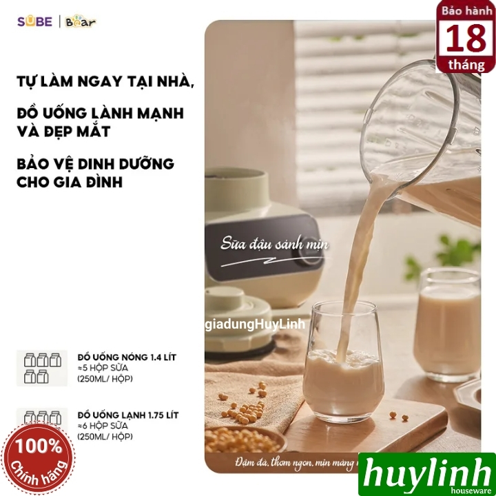 Máy xay nấu sữa hạt Bear SB-SH17V 6