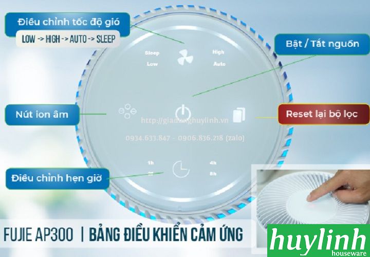 Máy lọc không khí Fujie AP300 - 16m2 - Hepa 3M - Điều khiển Wifi 2