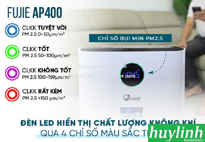 Máy lọc không khí Fujie AP400 - 48m2- Hepa 3M - Điều khiển Wifi 3