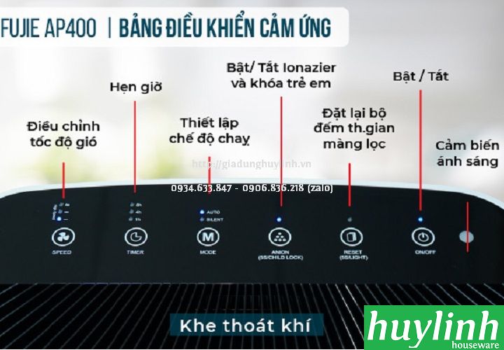 Máy lọc không khí Fujie AP400 - 48m2- Hepa 3M - Điều khiển Wifi 5