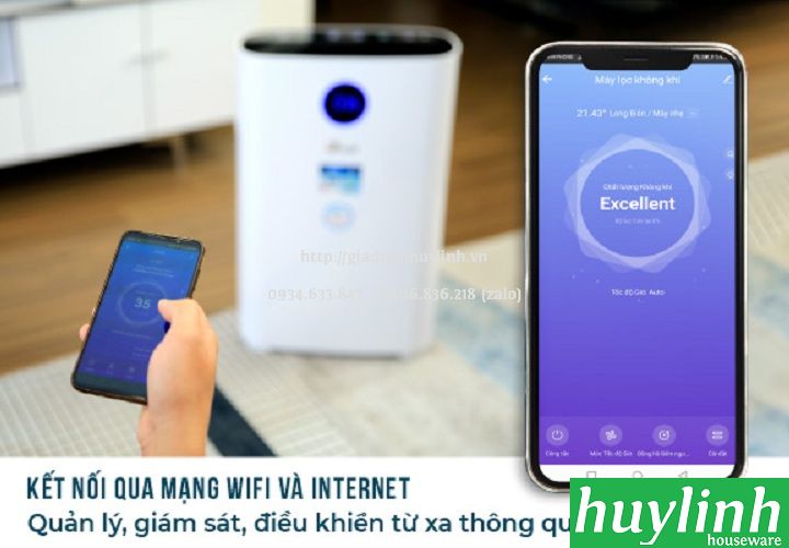 Máy lọc không khí Fujie AP400 - 48m2- Hepa 3M - Điều khiển Wifi 7