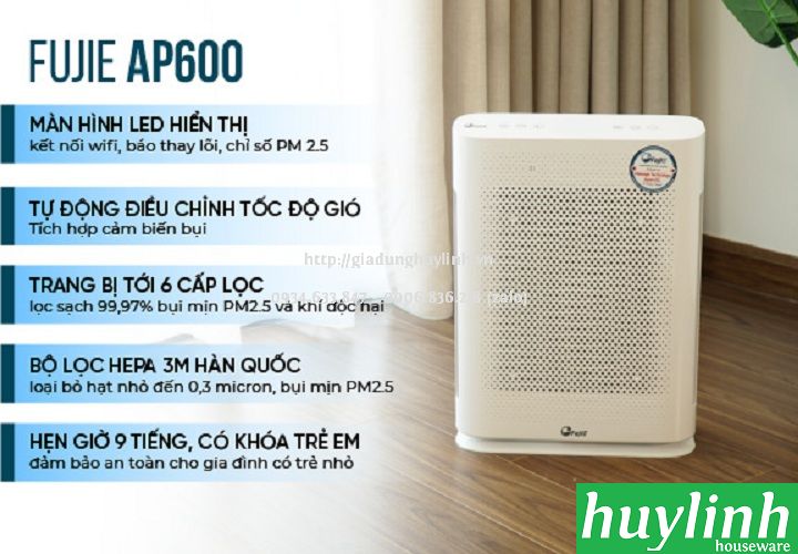 Máy lọc không khí Fujie AP600 - 30m2 - Điều khiển Wifi 2