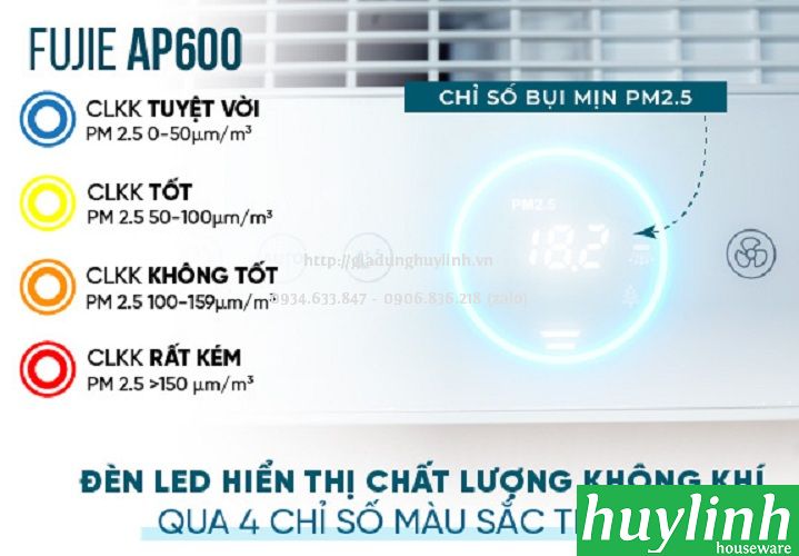 Máy lọc không khí Fujie AP600 - 30m2 - Điều khiển Wifi 3