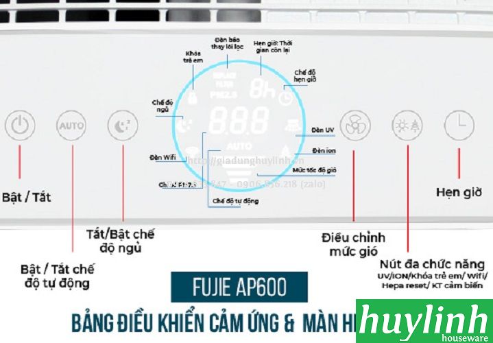 Máy lọc không khí Fujie AP600 - 30m2 - Điều khiển Wifi 4