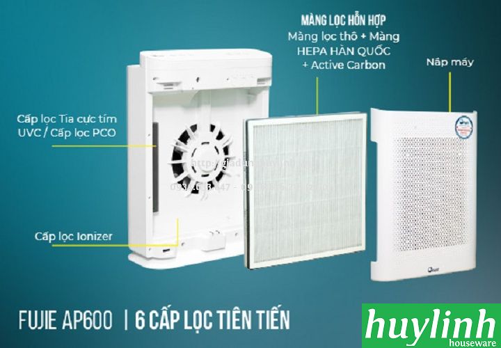Máy lọc không khí Fujie AP600 - 30m2 - Điều khiển Wifi 6