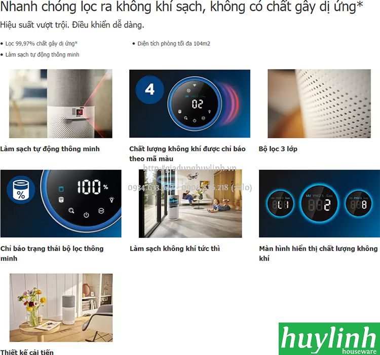 Máy lọc không khí Philips AC3033/10 - 104m2 - Chính hãng 3