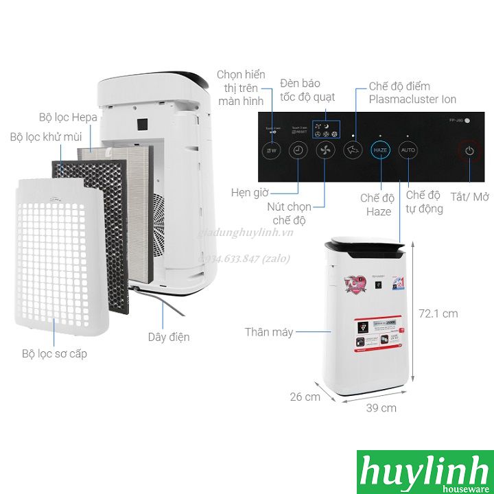 Máy lọc không khí Sharp FP-J60E-W - giadunghuylinh.vn 2