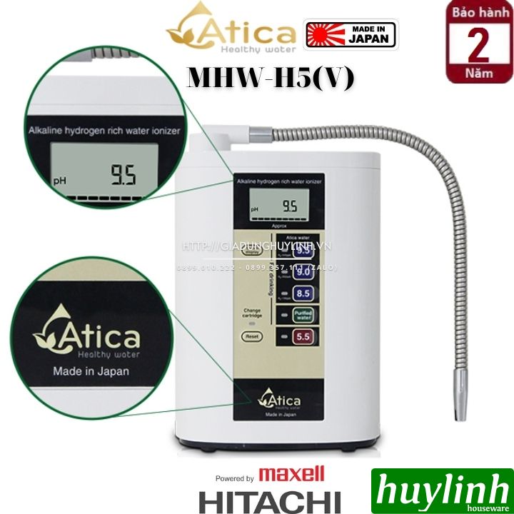 Máy lọc nước ion kiềm giàu hydro Atica MHW-H5(V) - Made in Japan