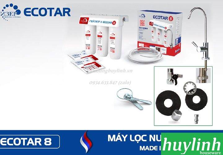 Máy lọc nước Nano Ion Canxi Geyser Ecotar 8 - Công nghệ Unitech Nano kép - Tặng kèm 2 máy lọc tại vòi Geyser Euro - Nhập Khẩu LB Nga Russia 2