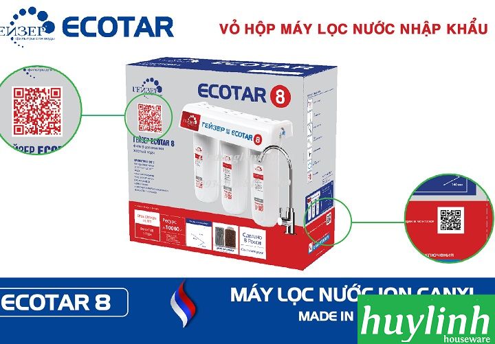 Máy lọc nước Nano Ion Canxi Geyser Ecotar 8 - Công nghệ Unitech Nano kép - Tặng kèm 2 máy lọc tại vòi Geyser Euro - Nhập Khẩu LB Nga Russia 3