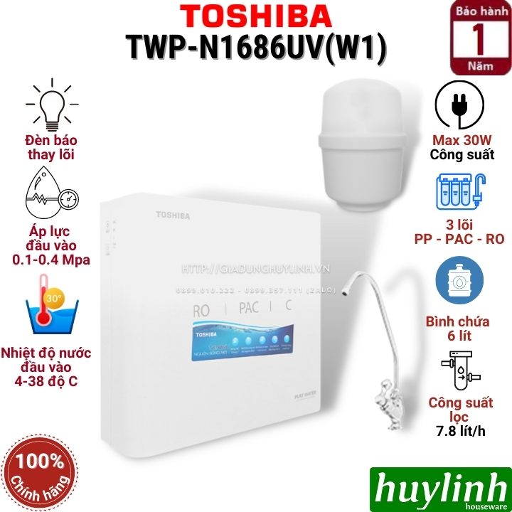 Máy lọc nước RO Toshiba TWP-N1686UV - 3 lõi cao cấp