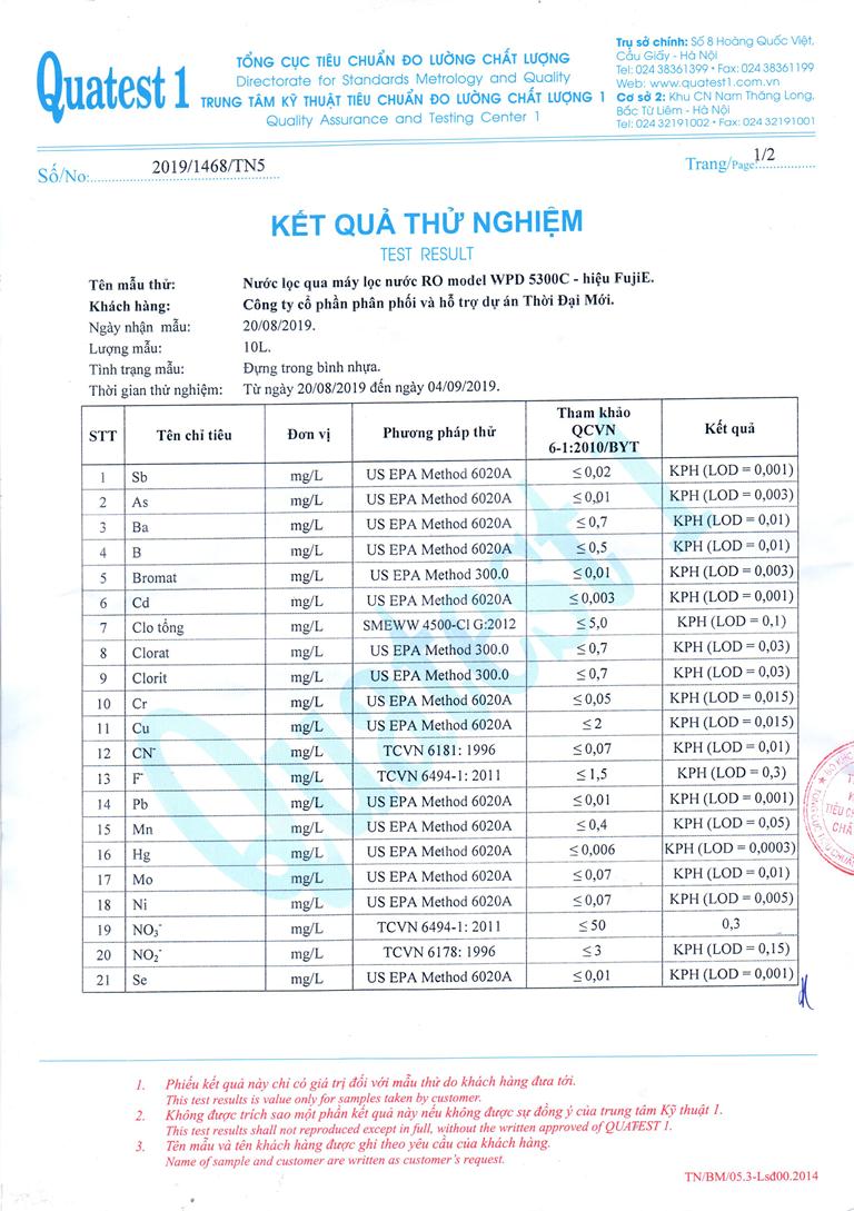 Máy lọc nước RO nóng lạnh Fujie WPD5300C - 3 vòi 7