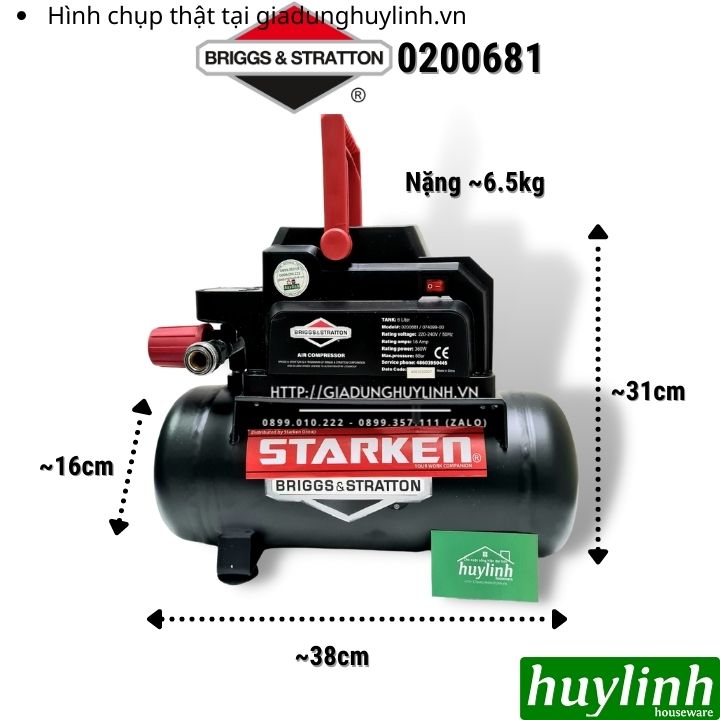 Máy nén khí không dầu Briggs & Stratton 0200681 - 6 lít - 0.75 HP 2