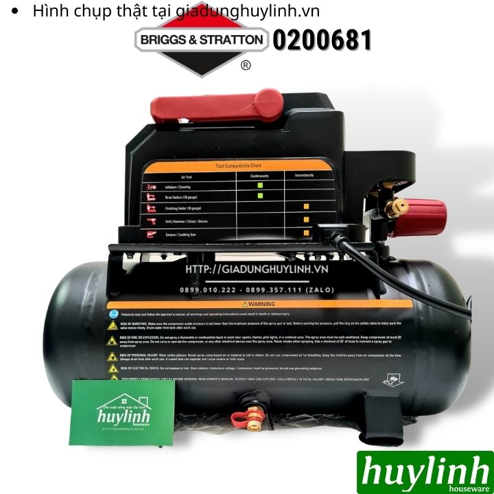 Máy nén khí không dầu Briggs & Stratton 0200681 - 6 lít - 0.75 HP 3