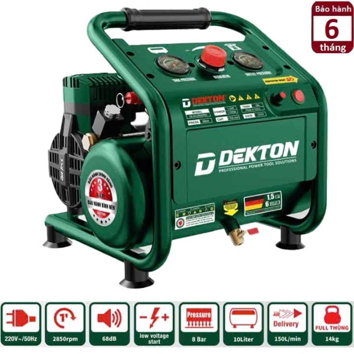 Máy nén khí không dầu mini Dekton DK-2906 PRO - dung tích 6 lít - áp lực 8 bar