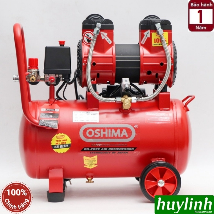 Máy nén khí Không dầu Giảm Âm Oshima 30-2.0 - Dung tích 30 lít - 2hp (dây đồng)