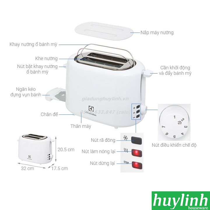 Máy nướng bánh mì Electrolux ETS1303W 2