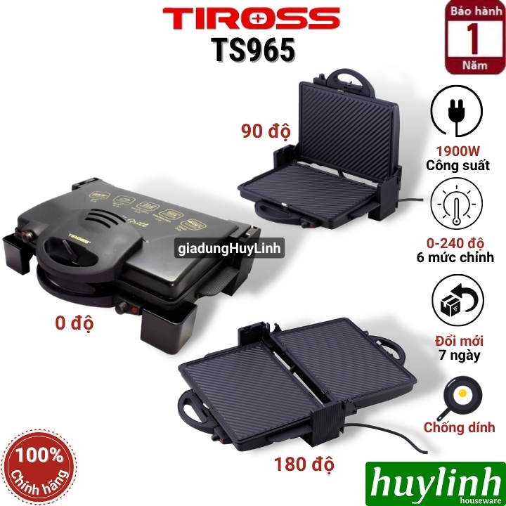 Kẹp nướng điện đa năng Tiross TS965 - Máy nướng bánh mì