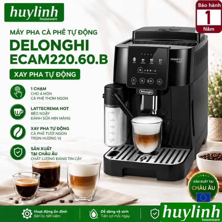 Máy pha cà phê tự động Delonghi Magnifica Start ECAM220.60.B - Made in Châu Âu