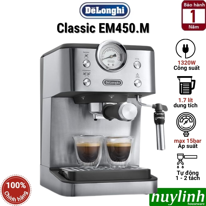 Máy pha cà phê bán tự động Espresso Delonghi Classic EM450