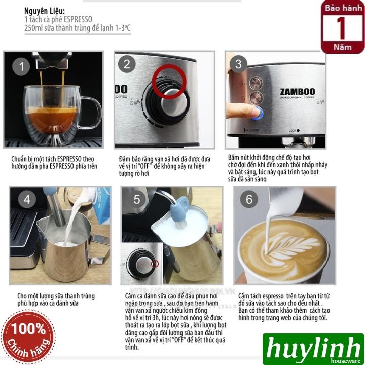 Máy pha cà phê Zamboo ZB-88CF - 15 bar - Tặng 500gr cafe hạt nguyên chất 8