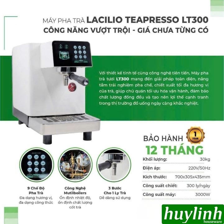 Máy pha trà chuyên nghiệp teapresso Lacilio LT-300 - 9 menu pha trà
