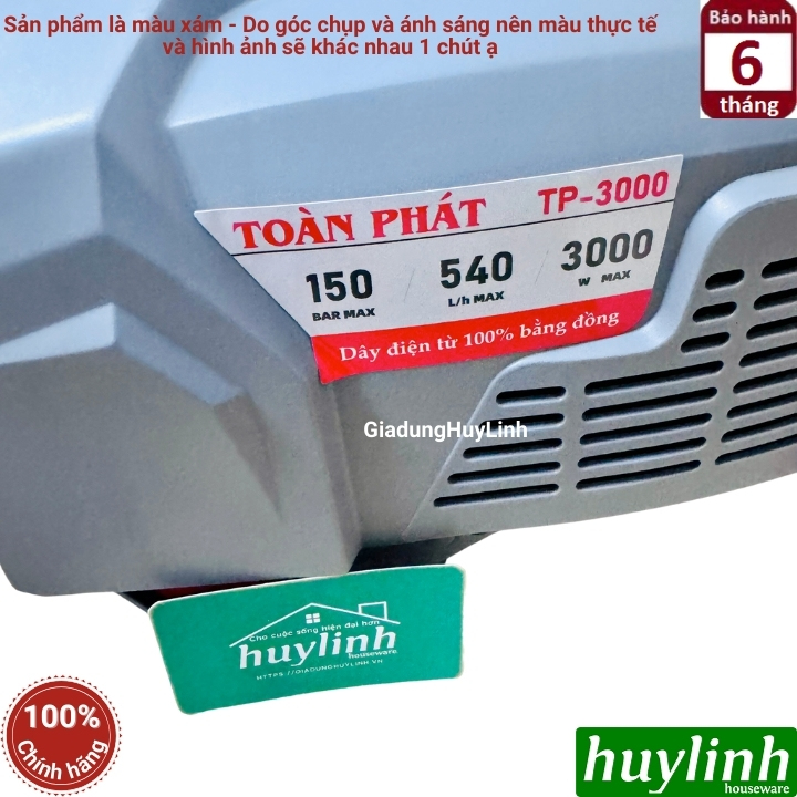 Máy xịt rửa xe Chỉnh Áp Toàn Phát TP-3000 - 3000W - 150 bar - Lõi đồng 100% 7