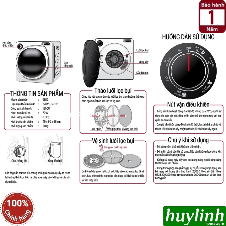 Máy sấy quần áo 2Good GB12 4