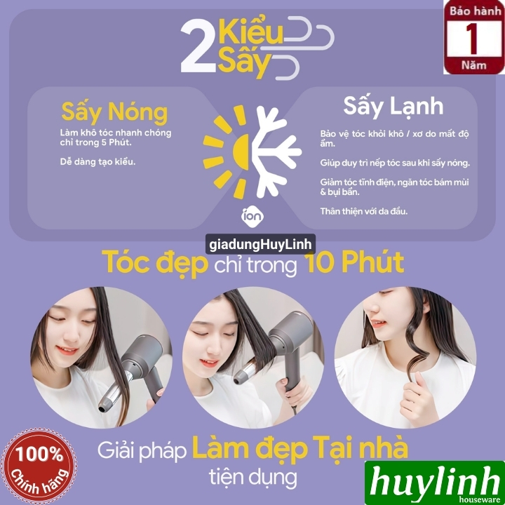 Máy sấy tóc ion âm 4 chế độ 2Good ion 2 - kèm 3 phụ kiện 4