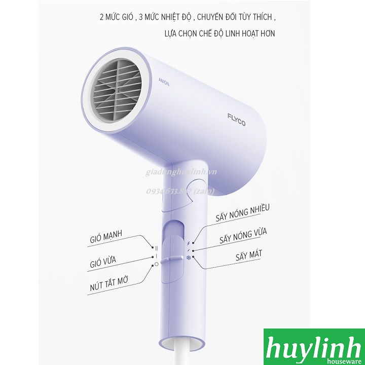 Máy sấy tóc 2 chiều, tạo ion âm Flyco FH6277VN 2