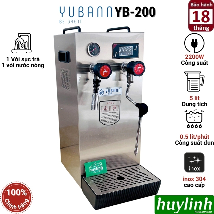 Máy đun nước nóng - sục trà sữa áp suất cao Yubann YB-200 (Z200) - 2200W - 1 vòi sục
