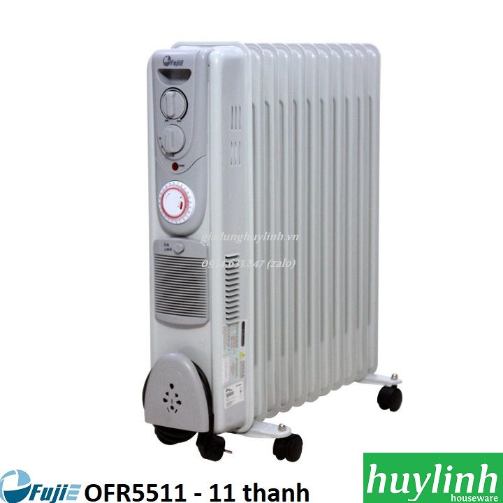 Máy sưởi dầu 11 thanh Fuije OFR5511 - Có hẹn giờ tắt mở + giá phơi + quạt gió