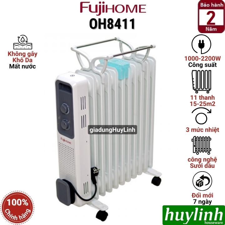Máy sưởi dầu 11 thanh Fujihome OH8411 - 2200W - 15-25m2
