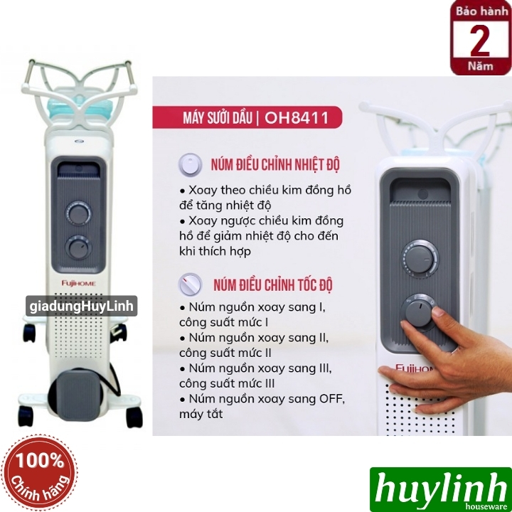 Máy sưởi dầu 11 thanh Fujihome OH8411 - 2200W - 15-25m2 3