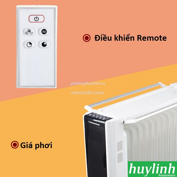 Máy sưởi dầu 11 thanh Tiross TS9212 - Có hẹn giờ - Remote điều khiển 5