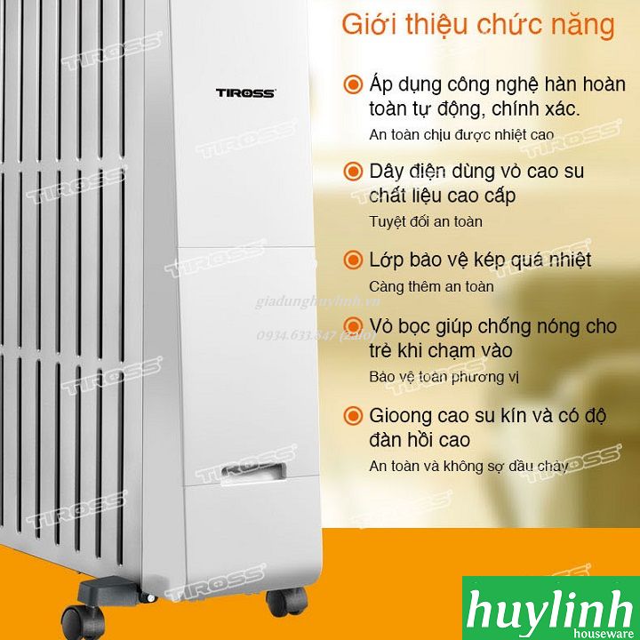 Máy sưởi dầu 11 thanh Tiross TS9216 - Vỏ chống bỏng - Hẹn giờ - Giá phơi 3