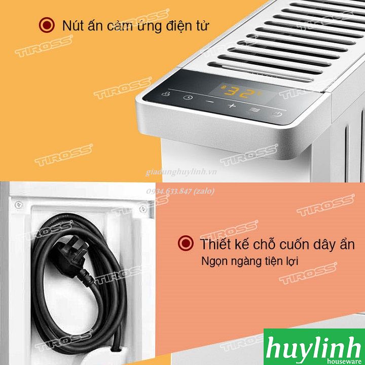 Máy sưởi dầu 11 thanh Tiross TS9216 - Vỏ chống bỏng - Hẹn giờ - Giá phơi 6